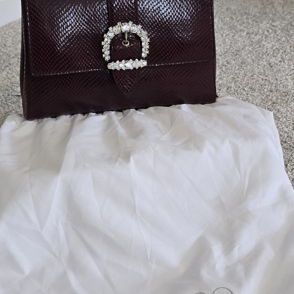 Jimmy Choo Deep Red Shoulder Bag with Crystal Buckle - Picture 5 of 5